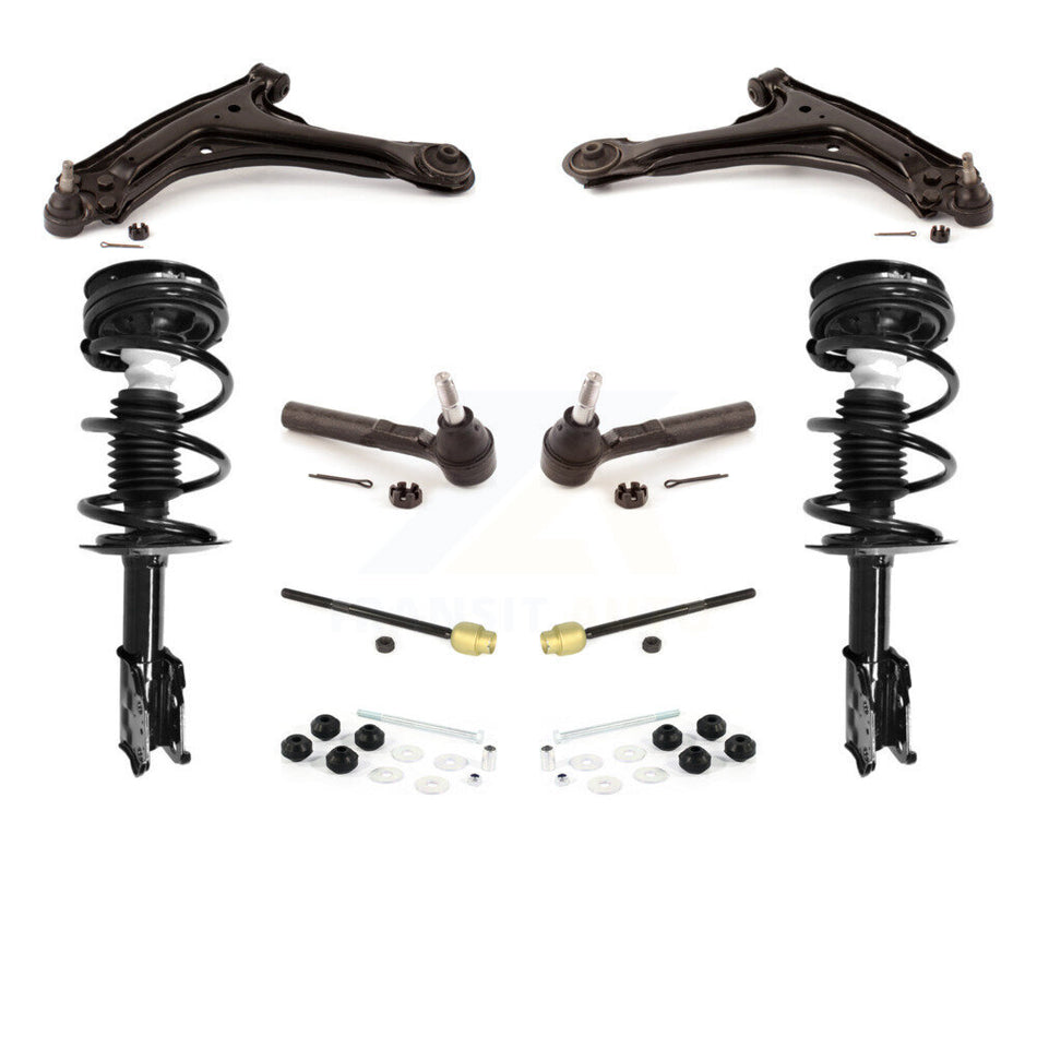 Front Control Arms Assembly And Complete Shock Tie Rods Link Sway Bar Suspension Kit (10Pc) For Chevrolet Pontiac Grand Am Malibu Oldsmobile Alero Classic Cutlass KSS-103946