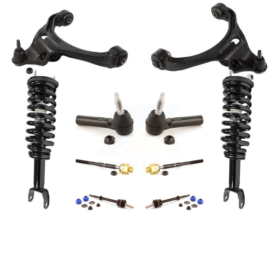 Front Control Arms Assembly And Complete Shock Tie Rods Link Sway Bar Suspension Kit (10Pc) For Dodge Dakota Mitsubishi Raider Excludes Rear Wheel Drive TRX Lift Kits 4WD KSS-103949