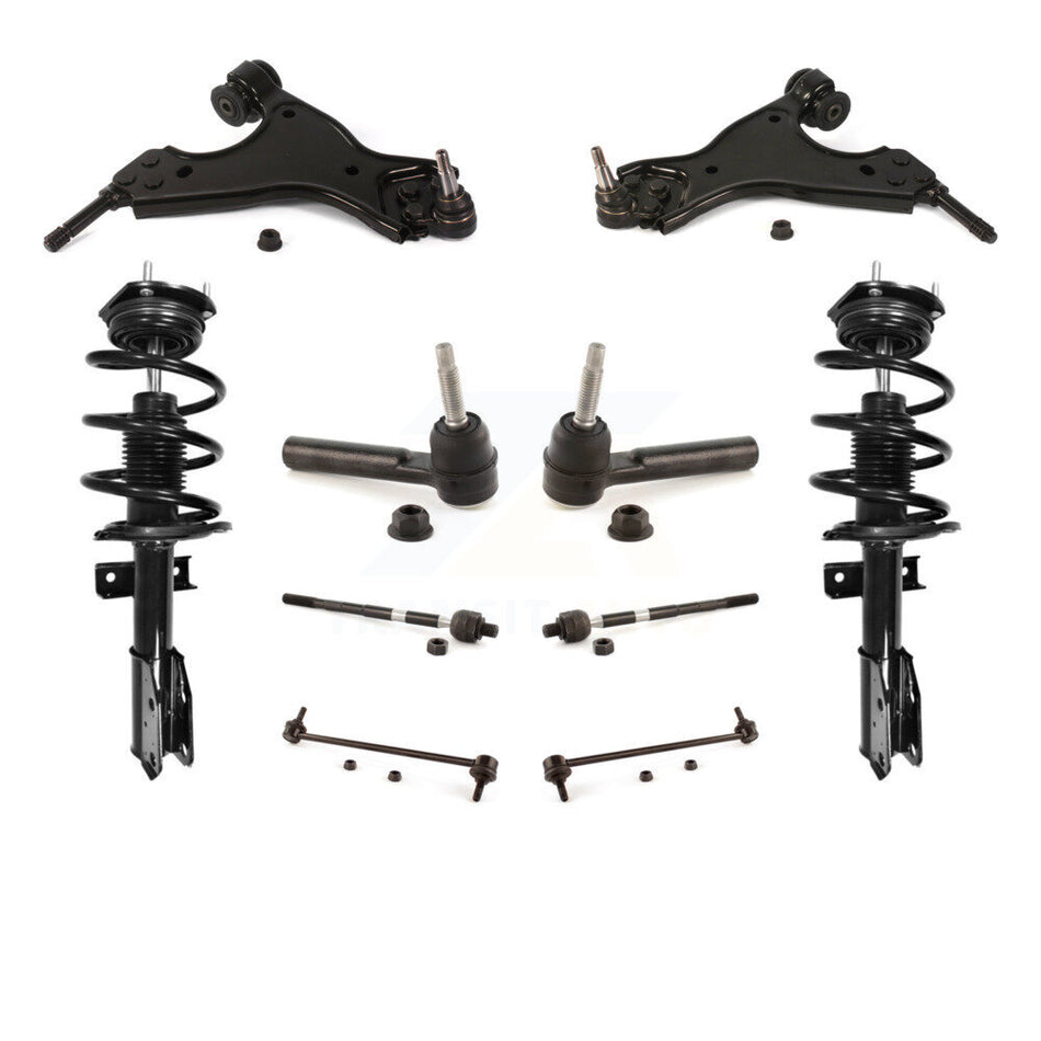 Front Control Arms Assembly And Complete Shock Tie Rods Link Sway Bar Suspension Kit (10Pc) For GMC Acadia Chevrolet Traverse Buick Enclave Saturn Outlook KSS-103956
