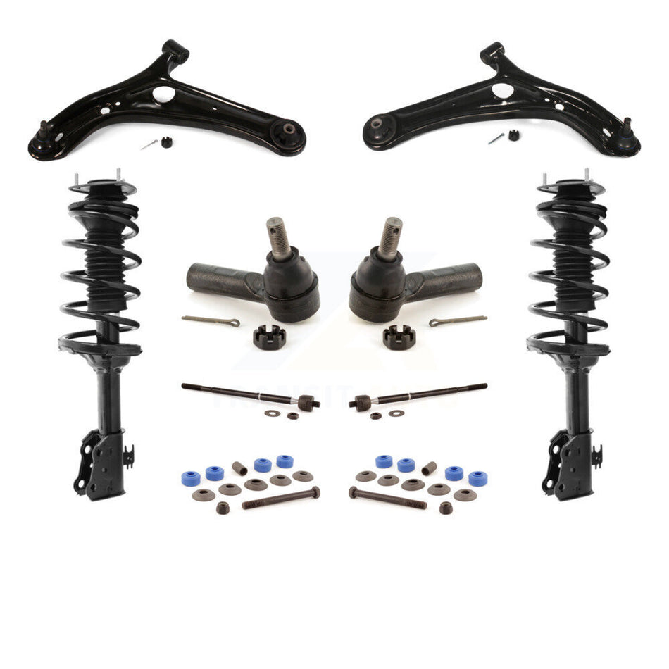 Front Control Arms Assembly And Complete Shock Tie Rods Link Sway Bar Suspension Kit (10Pc) For 2004-2005 Toyota Echo Power steering system KSS-103988