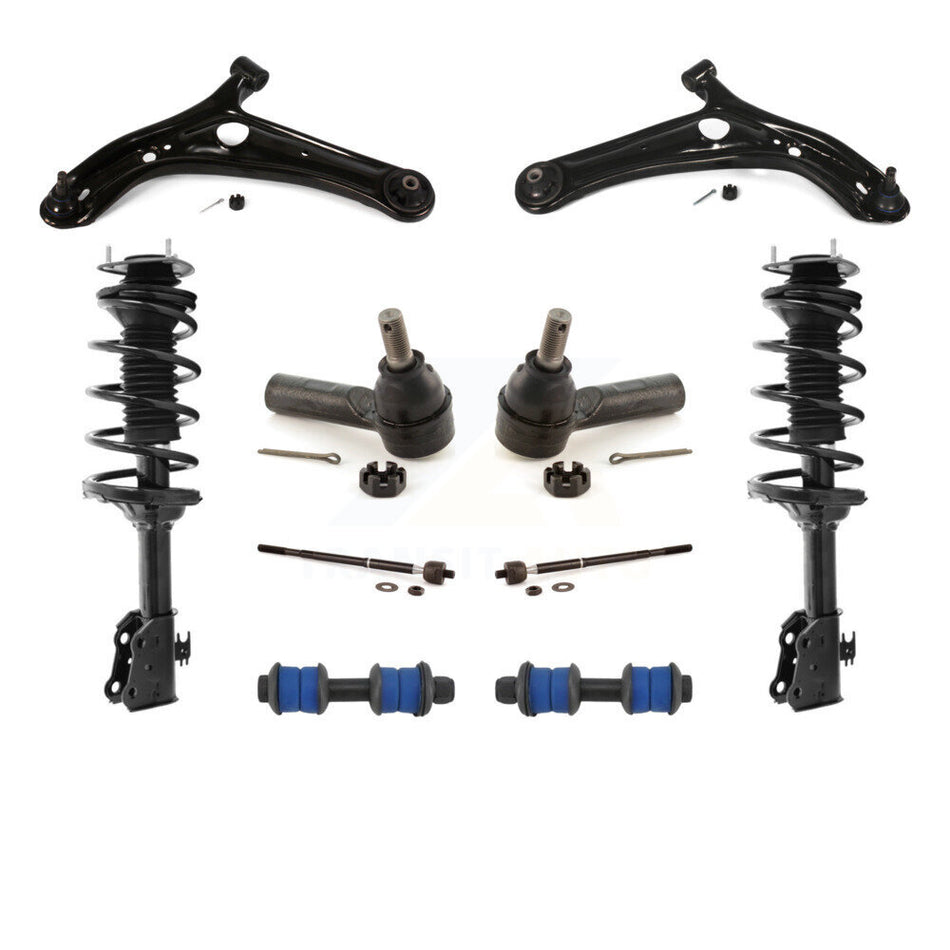 Front Control Arms Assembly And Complete Shock Tie Rods Link Sway Bar Suspension Kit (10Pc) For 2004-2005 Toyota Echo Power steering system KSS-103988