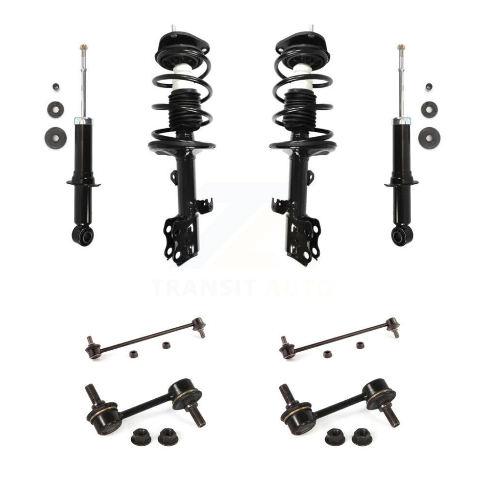 Front Rear Complete Strut & TOR Bar Link Kit (8Pc) For 2010 Pontiac Vibe FWD KSS-107727