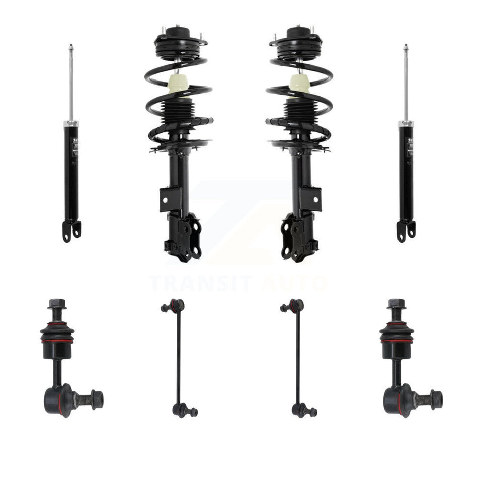 Front Rear Complete Strut Shock & TOR sway Bar Link Kit (8Pc) For Hyundai Sonata Kia KSS-107764