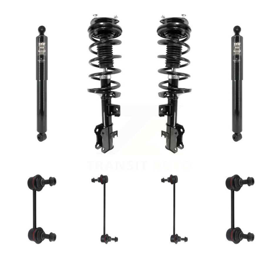 Front Rear Complete Strut Shock & TOR Bar Link Kit (8Pc) For Ford Transit Connect KSS-108249