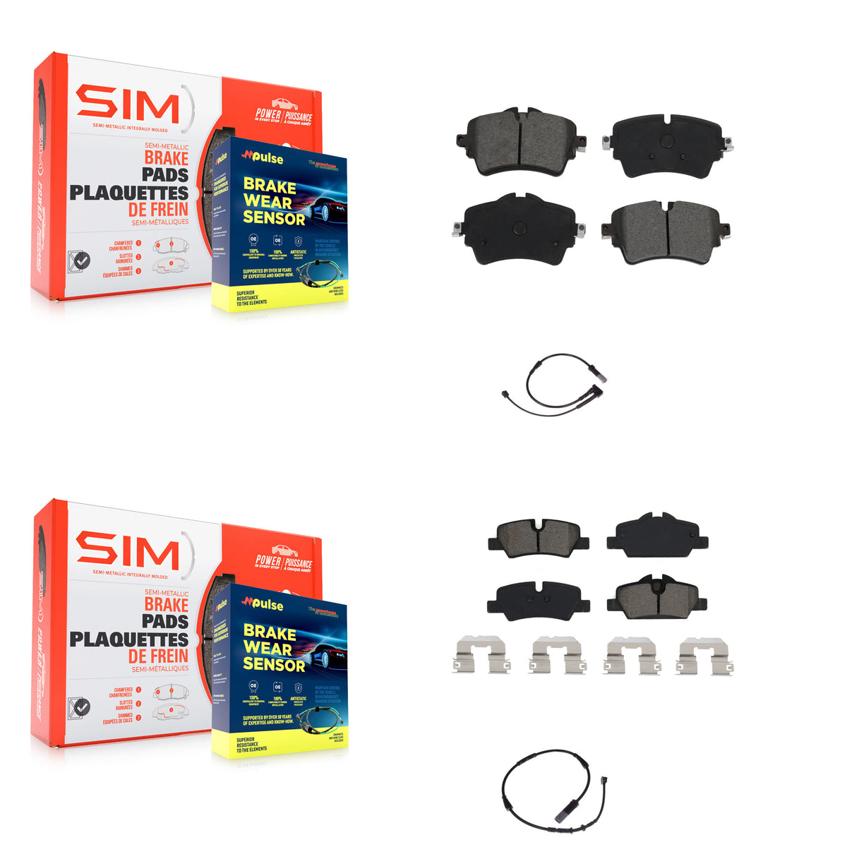 Front Rear Semi-Metallic Disc Brake Pads And Wear Sensors Kit For Mini Cooper KSW-100002
