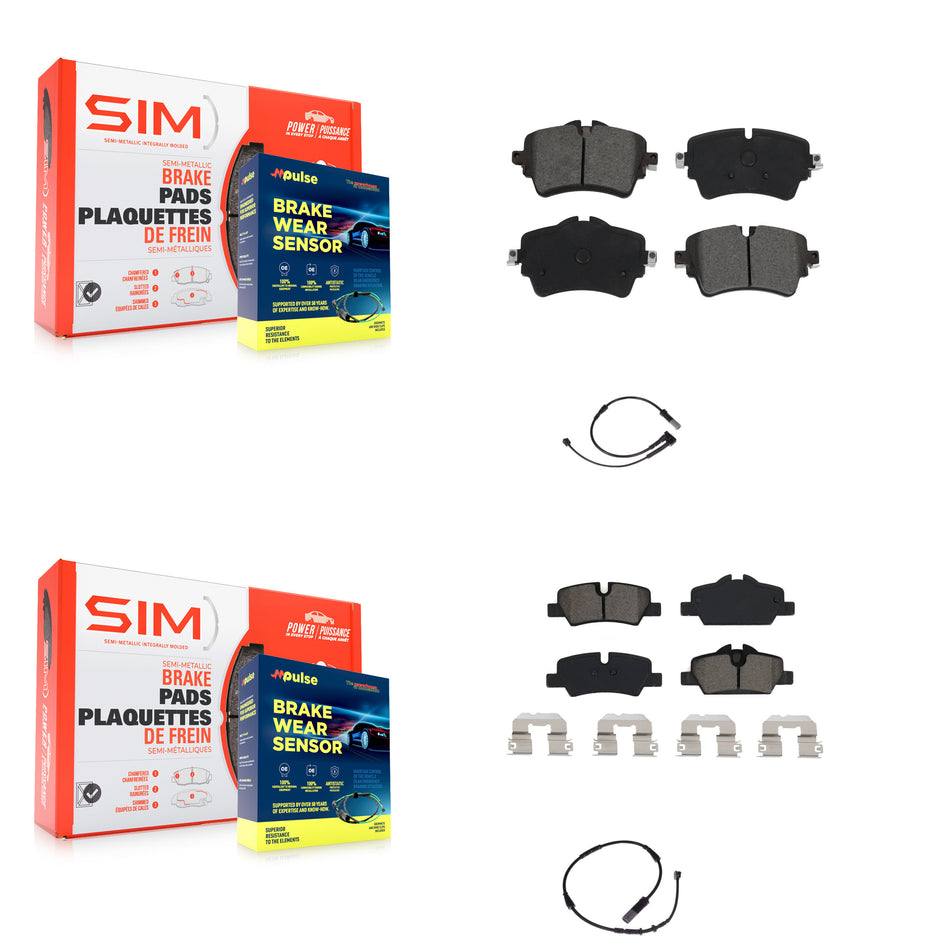 Front Rear Semi-Metallic Disc Brake Pads And Wear Sensors Kit For Mini Cooper KSW-100002