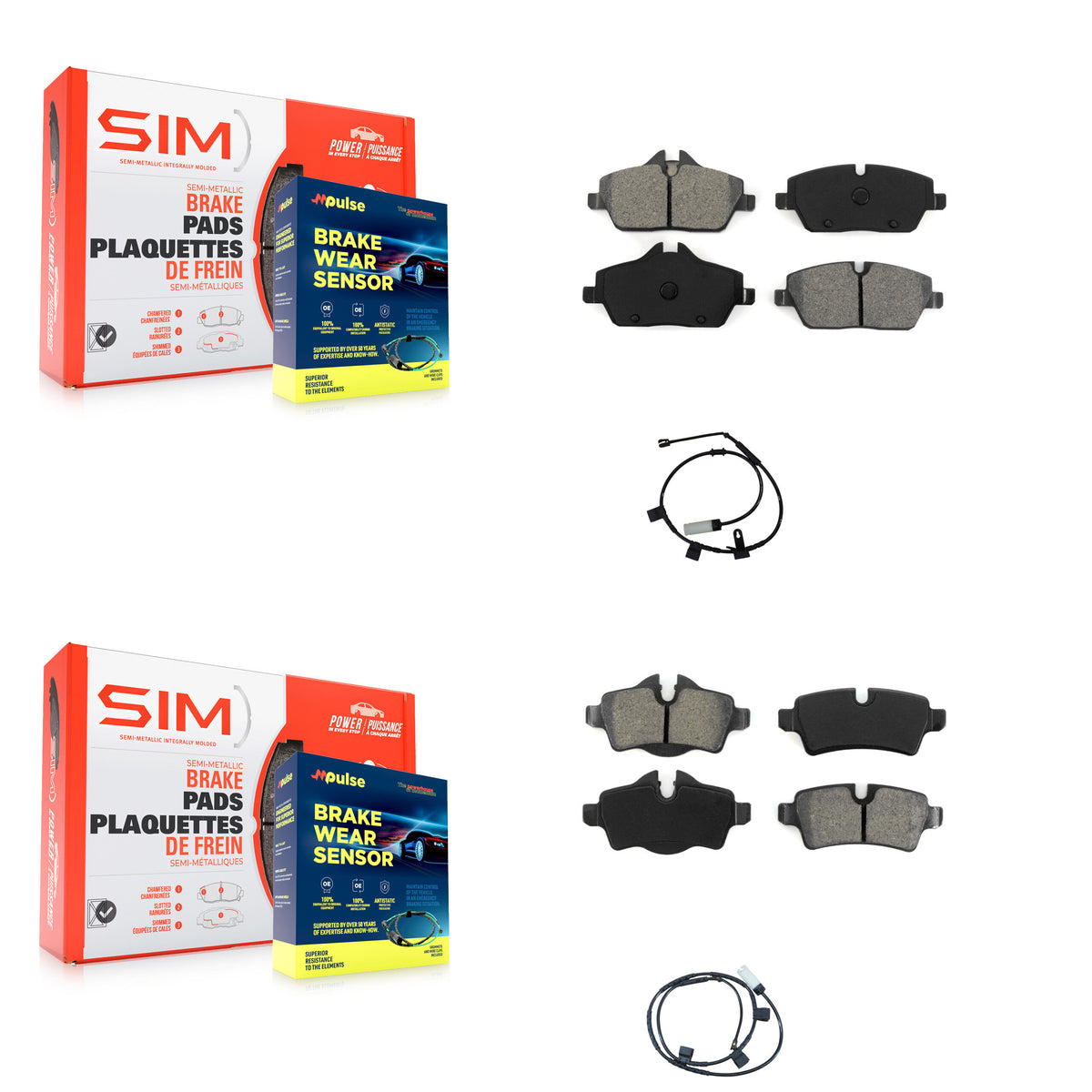 Front Rear Semi-Metallic Disc Brake Pads And Wear Sensors Kit For Mini Cooper 1.6L KSW-100005