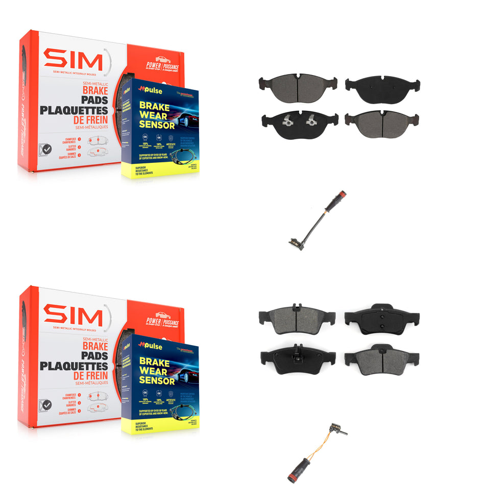 Front Rear Semi-Metallic Disc Brake Pads And Wear Sensors Kit For Mercedes-Benz S500 S430 KSW-100013