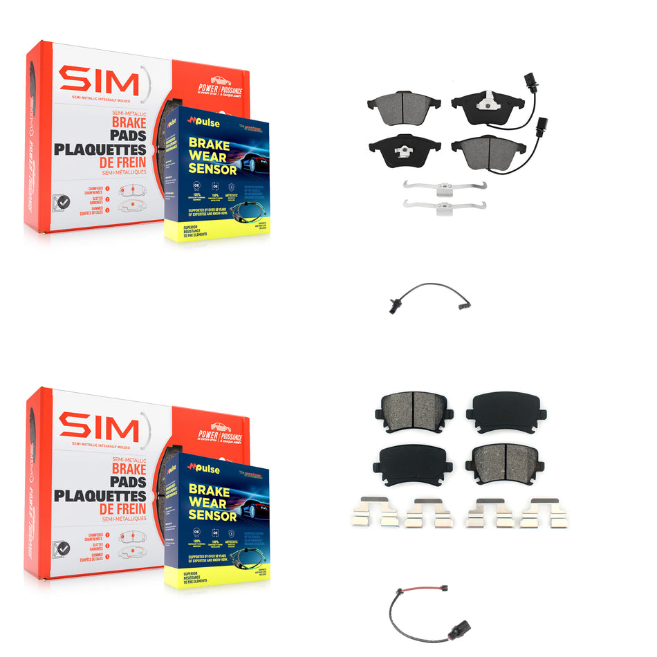 Front Rear Semi-Metallic Disc Brake Pads And Extra Wear Sensors Kit For 2011 Audi A6 KSW-100022