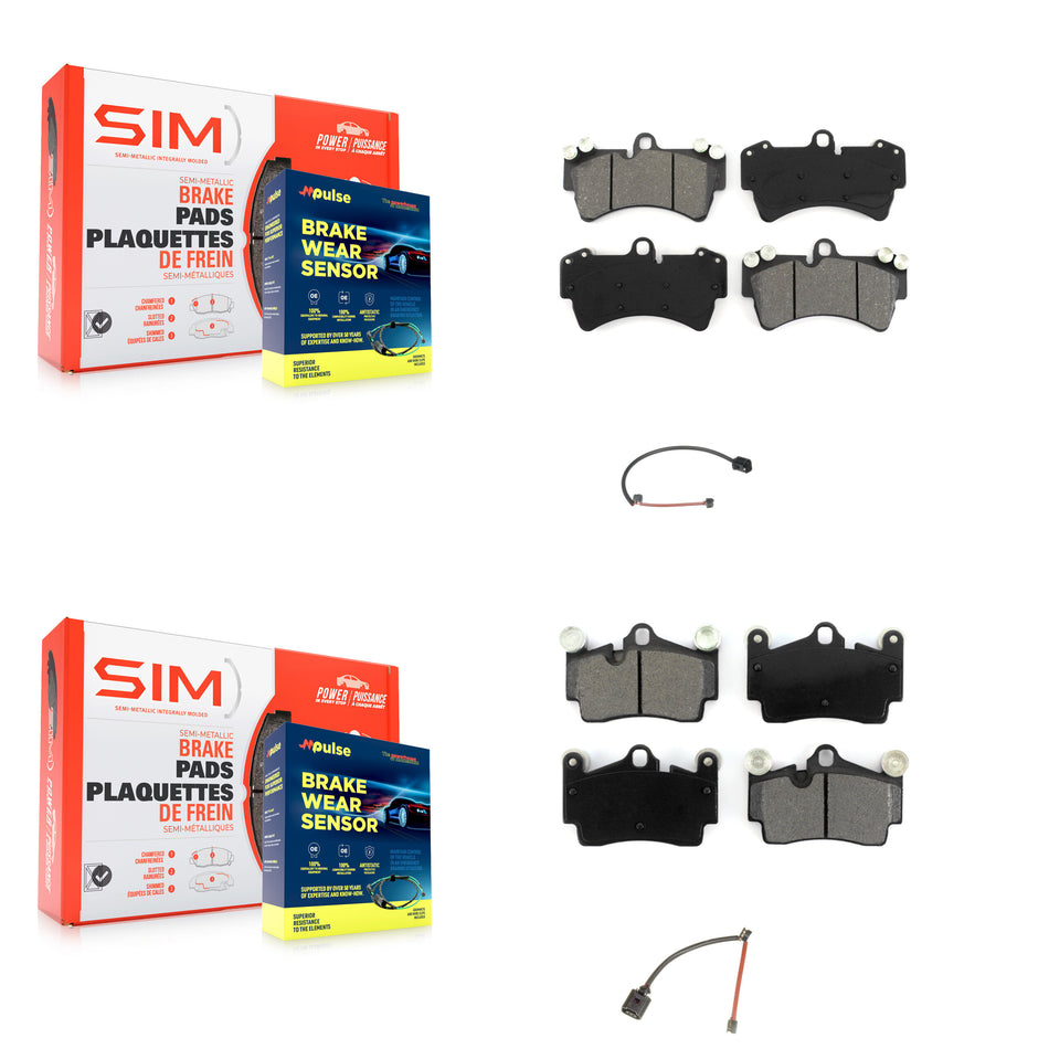 Front Rear Semi-Metallic Disc Brake Pads And Wear Sensors Kit For Audi Q7 Porsche Cayenne KSW-100025