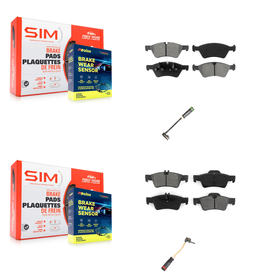Front Rear Semi-Metallic Disc Brake Pads And Wear Sensors Kit For Mercedes-Benz E550 KSW-100027