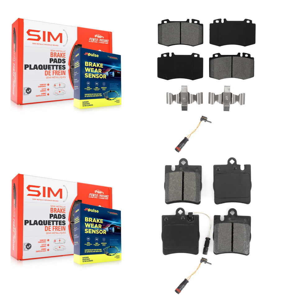 Front Rear Semi-Metallic Brake Pads & Extra Wear Sensor Kit For Mercedes-Benz C230 SLK350 KSW-100029