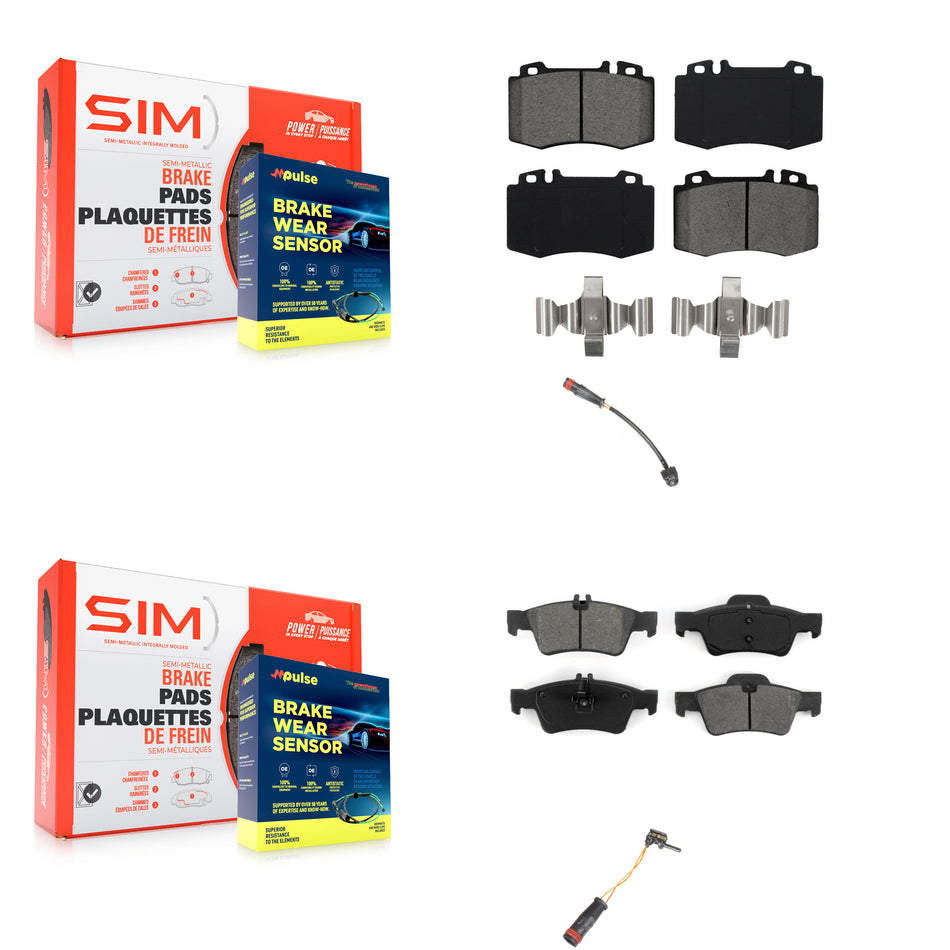 Front Rear Semi-Metallic Brake Pad Wear Sensor Kit For 2003-2006 Mercedes-Benz SL500 5.0L KSW-100032