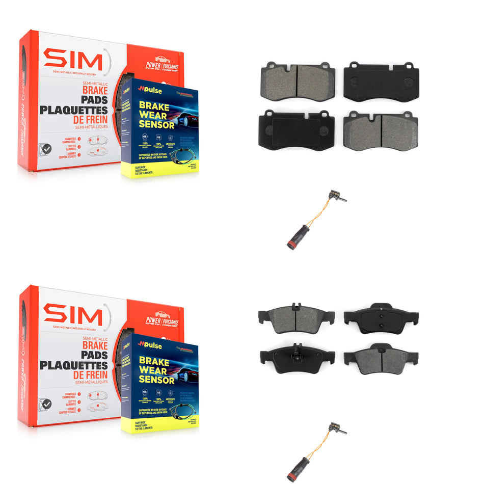 Front Rear Semi-Metallic Brake Pad Wear Sensor Kit For 2007-2008 Mercedes-Benz SL550 5.5L KSW-100033