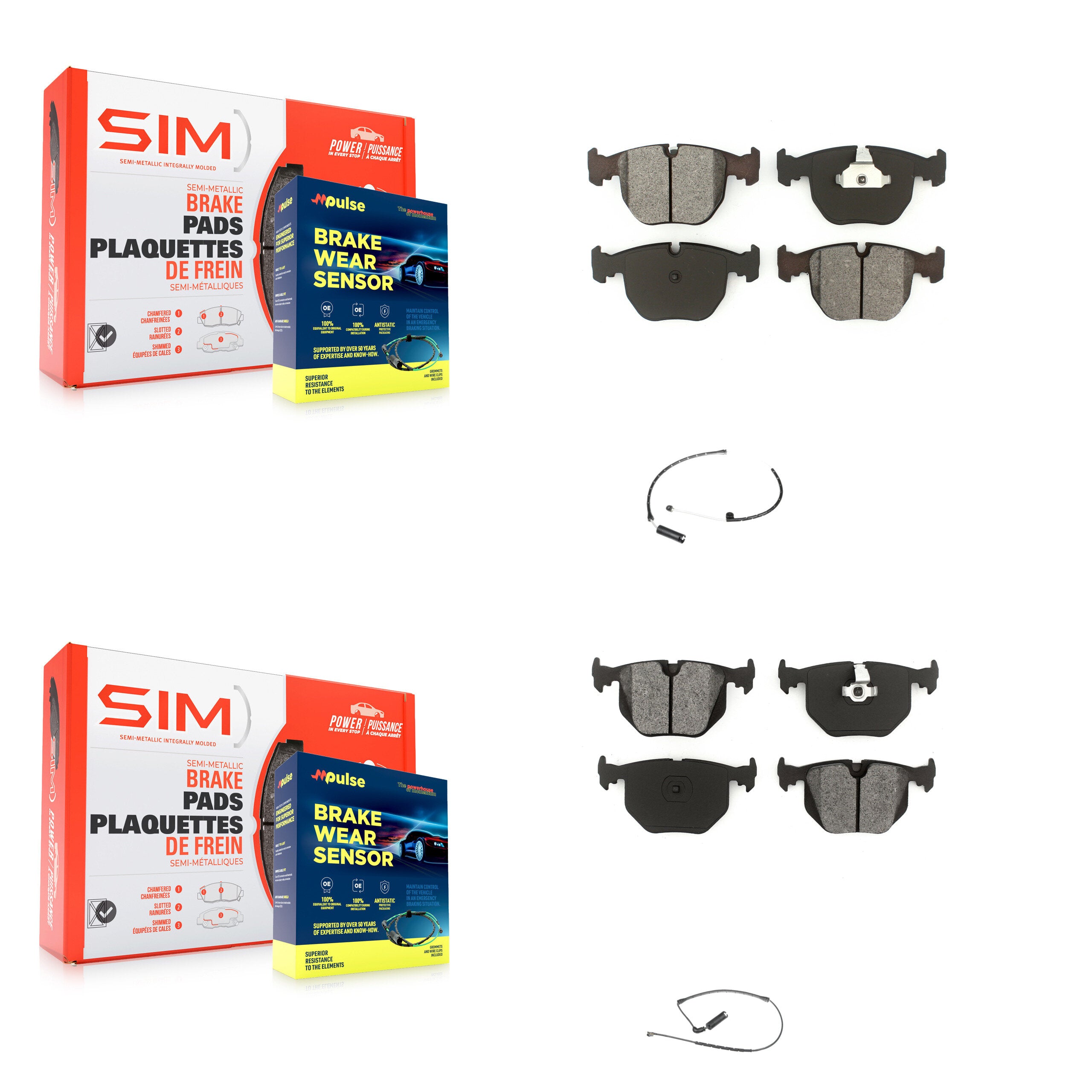 Front Rear Semi-Metallic Disc Brake Pads And Wear Sensors Kit For BMW X5 KSW-100044