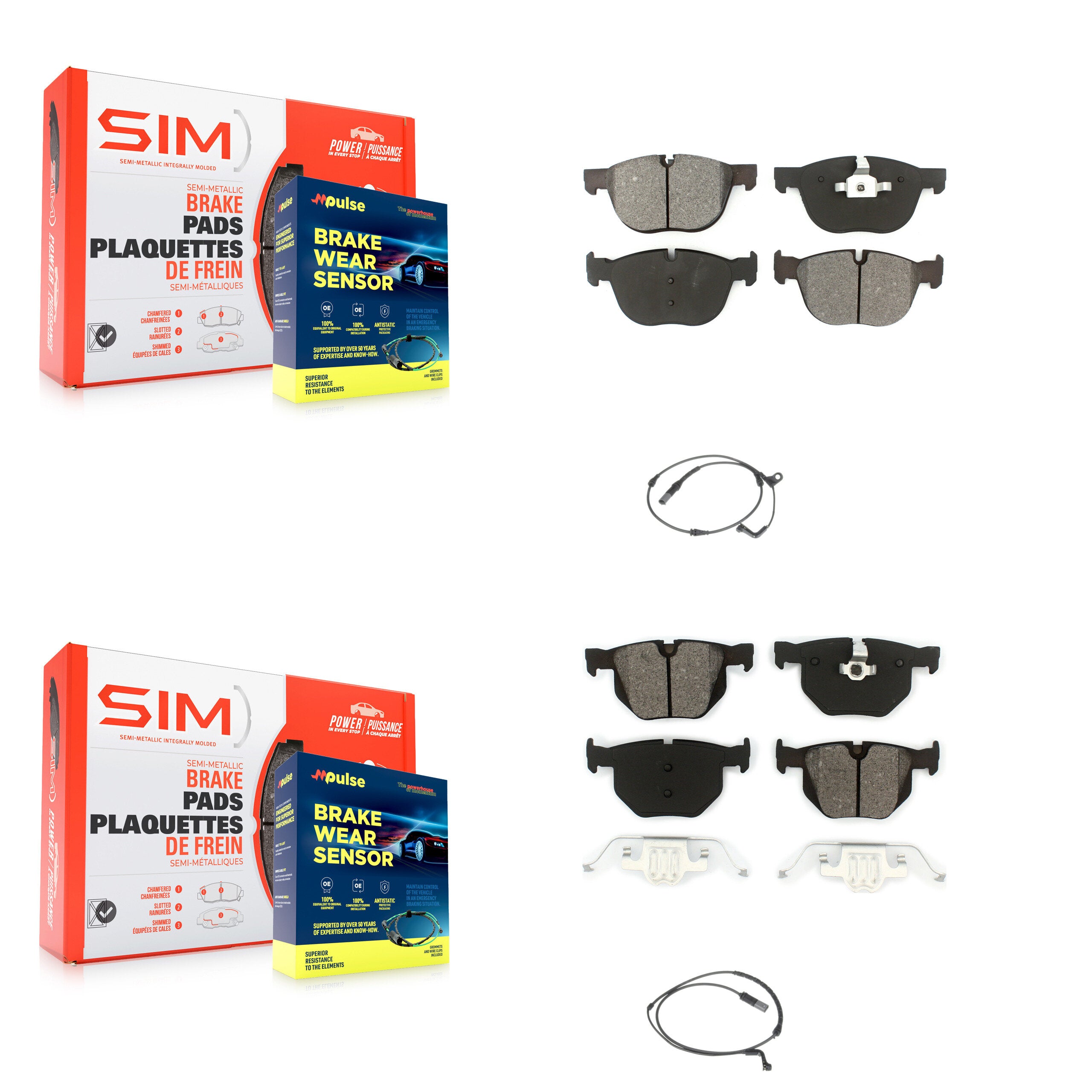 Front Rear Semi-Metallic Disc Brake Pads And Wear Sensors Kit For BMW X5 X6 KSW-100050