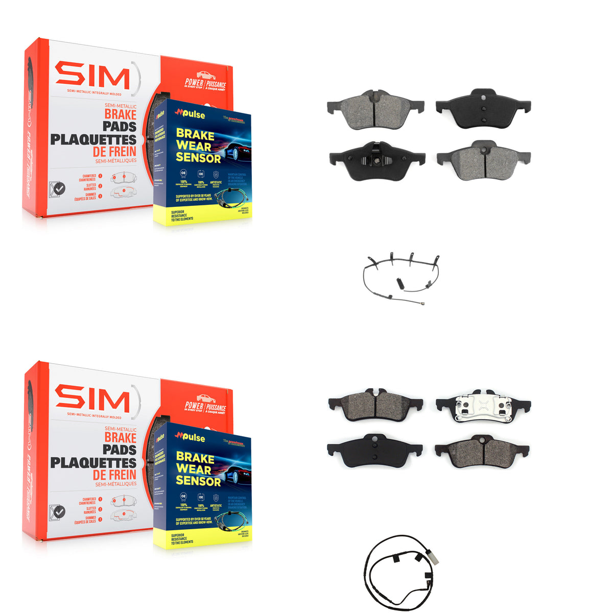 Front Rear Semi-Metallic Disc Brake Pads And Wear Sensors Kit For 2006 Mini Cooper 1.6L KSW-100059