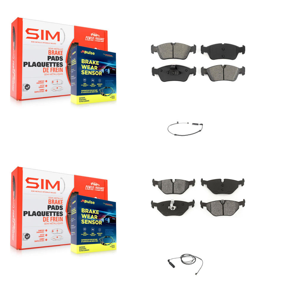 Front Rear Semi-Metallic Brake Pad And Wear Sensor Kit For BMW 325i 325Ci 320i 328i 323Ci KSW-100068