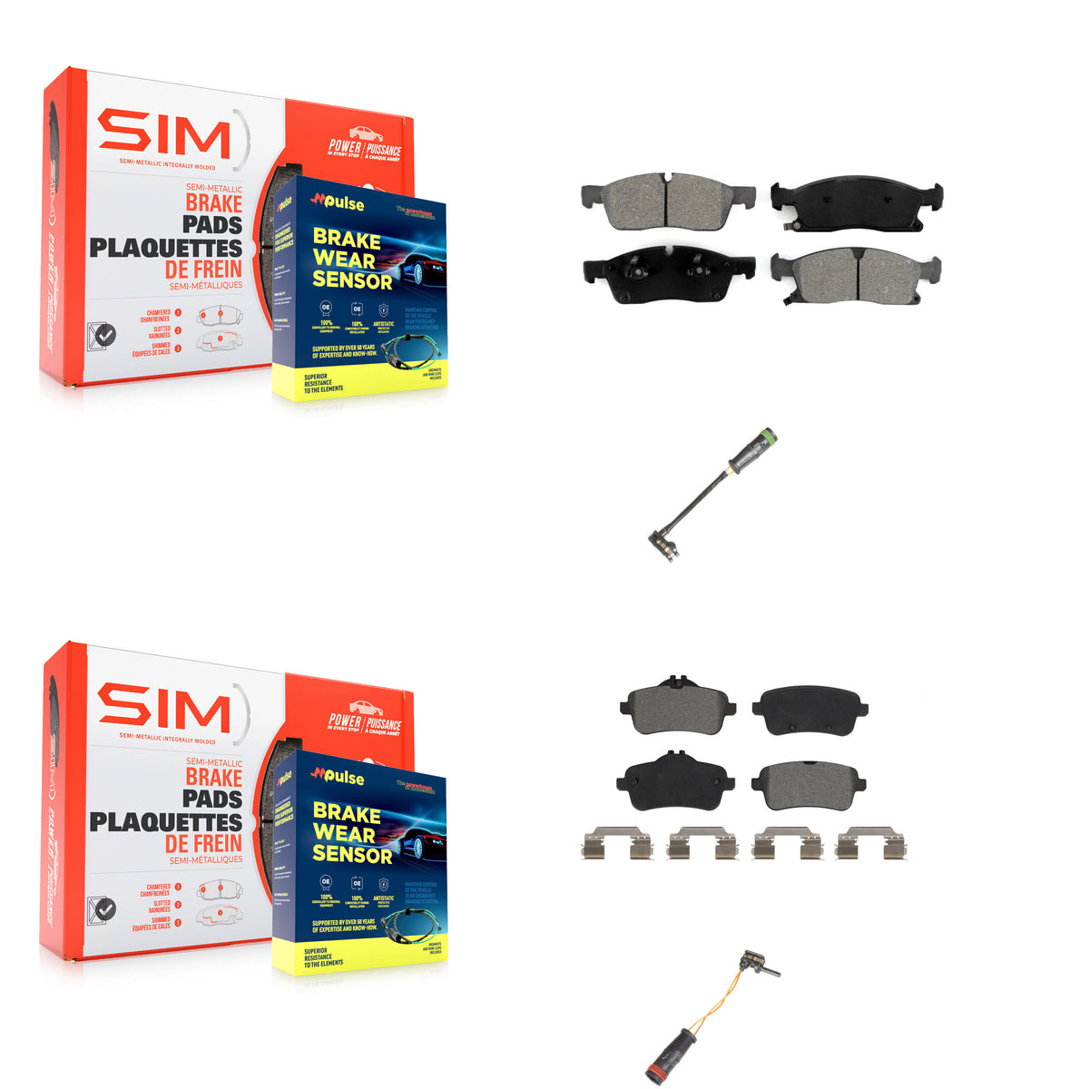 Front Rear Semi-Metallic Brake Pads Wear Sensor Kit For Mercedes-Benz GLE400 GL350 GLS450 KSW-100077