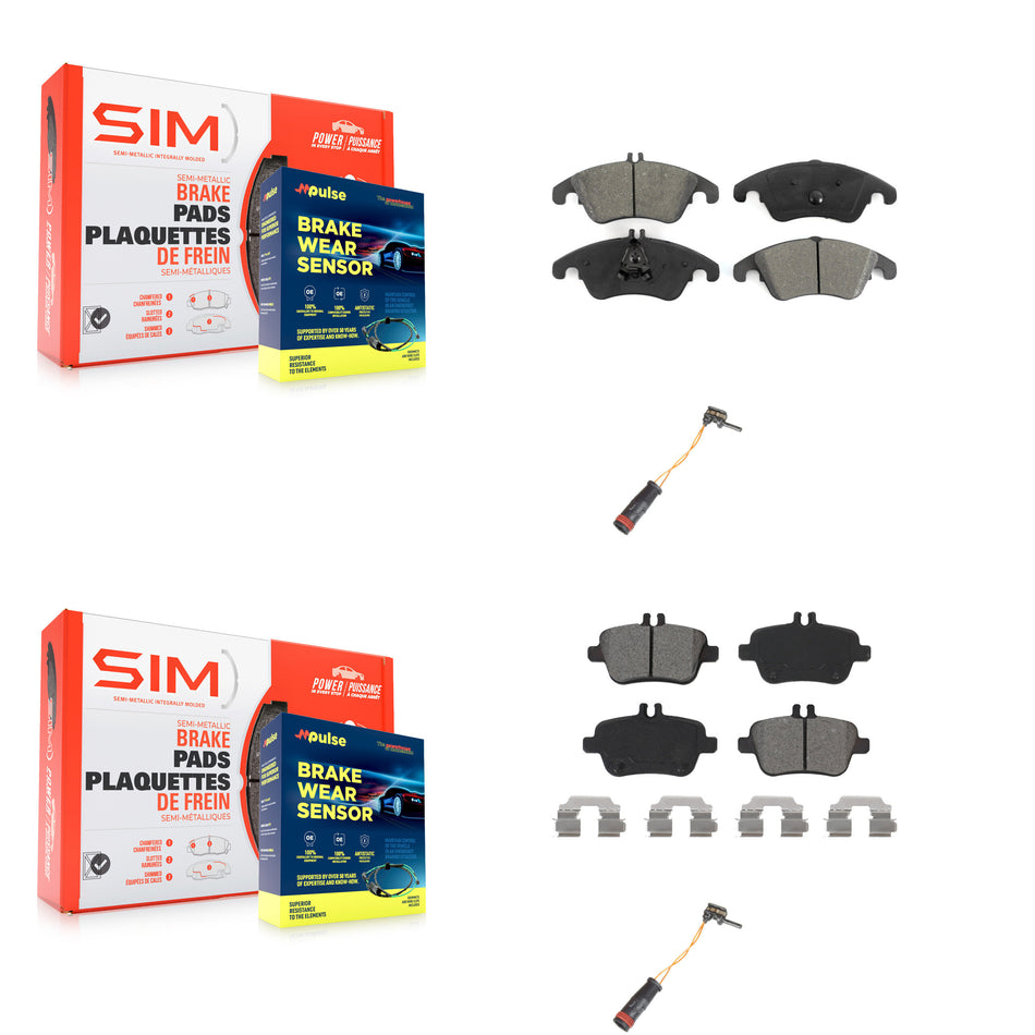 Front Rear Semi-Metallic Disc Brake Pads And Wear Sensors Kit For Mercedes-Benz SLK350 KSW-100078