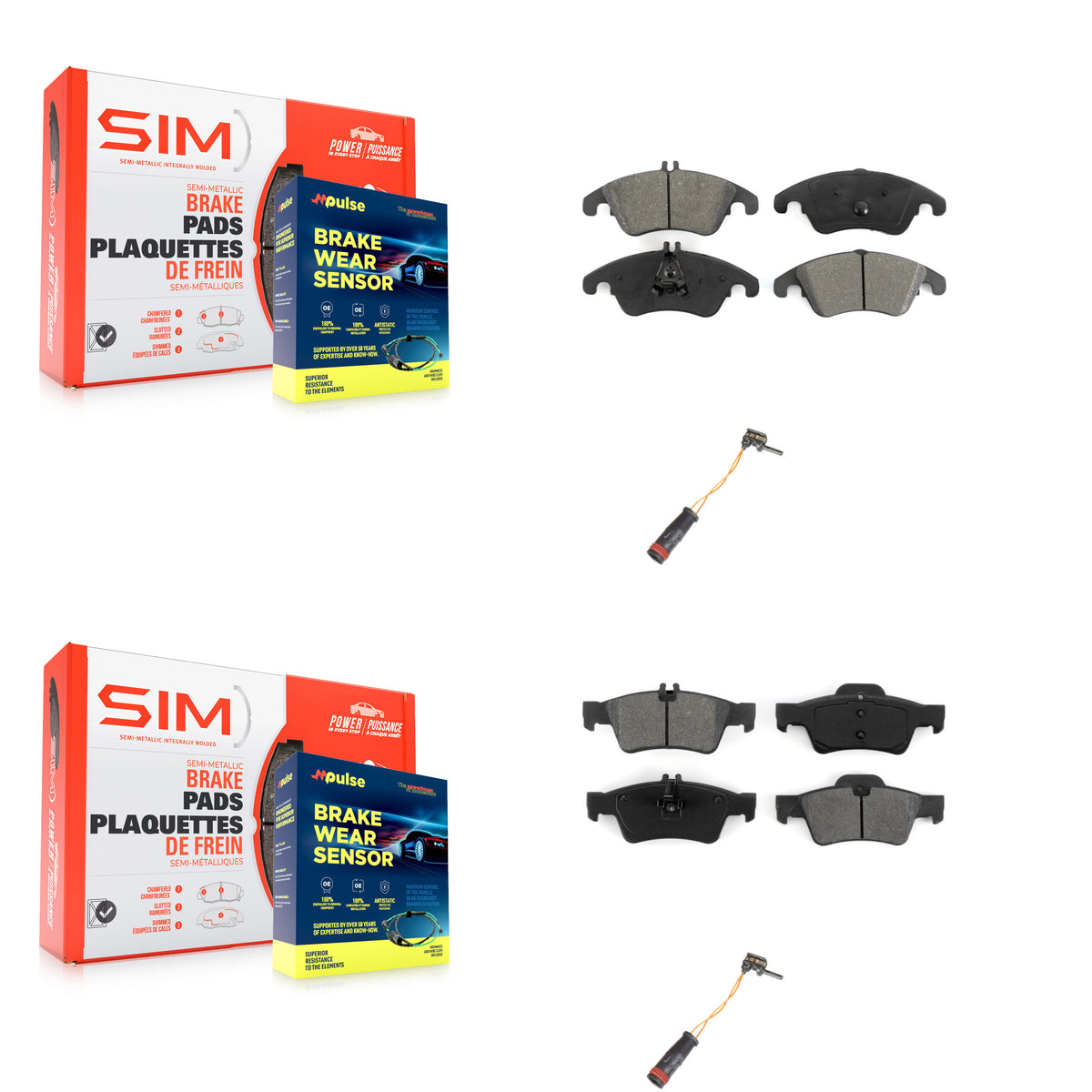 Front Rear Semi-Metallic Brake Pad And Wear Sensor Kit For Mercedes-Benz E350 E250 CLS400 KSW-100079