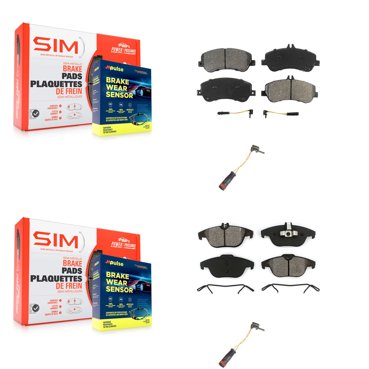 Front Rear Semi-Metallic Brake Pads Extra Wear Sensor Kit For Mercedes-Benz GLK350 GLK250 KSW-100082