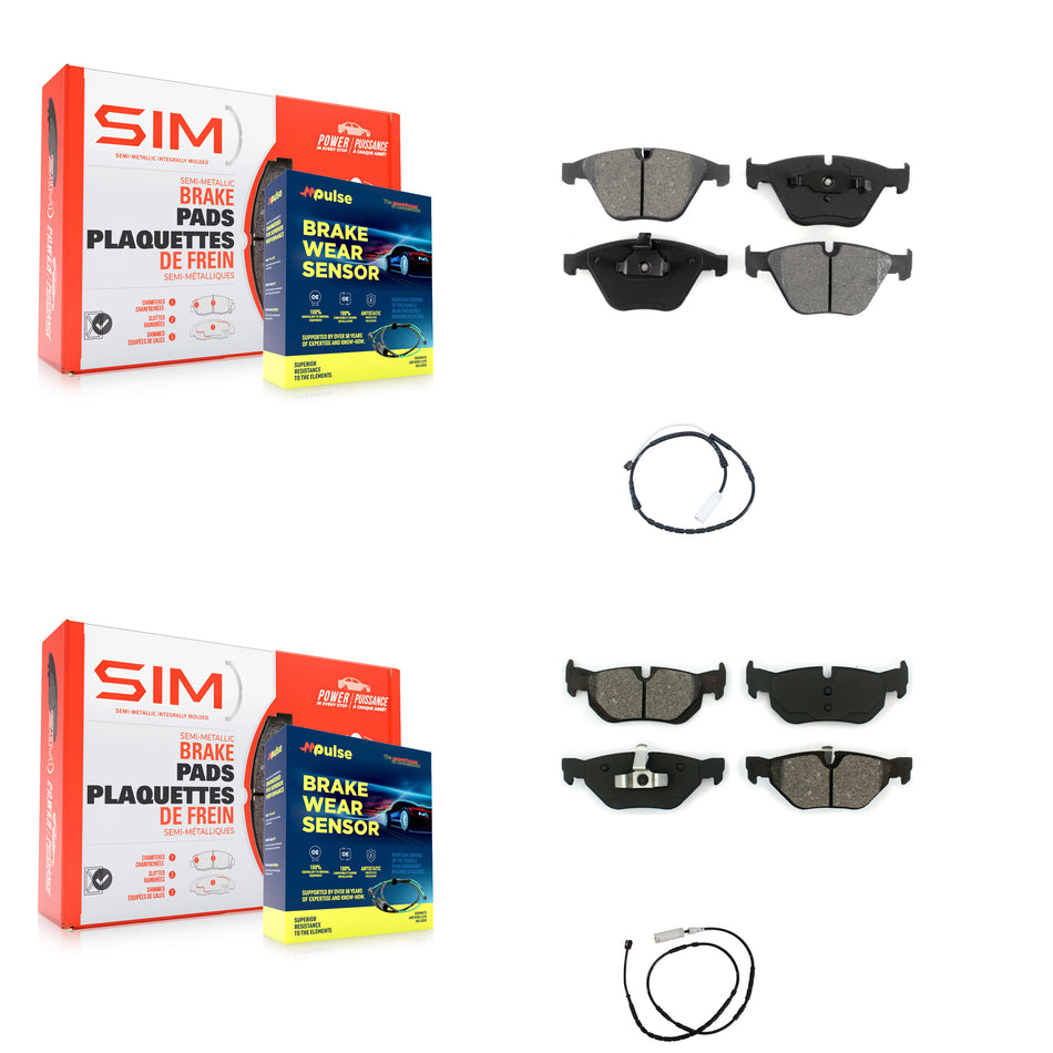 Front Rear Semi-Metallic Brake Pads Wear Sensor Kit For 13 BMW X1 xDrive28i with AWD 2.0L KSW-100089