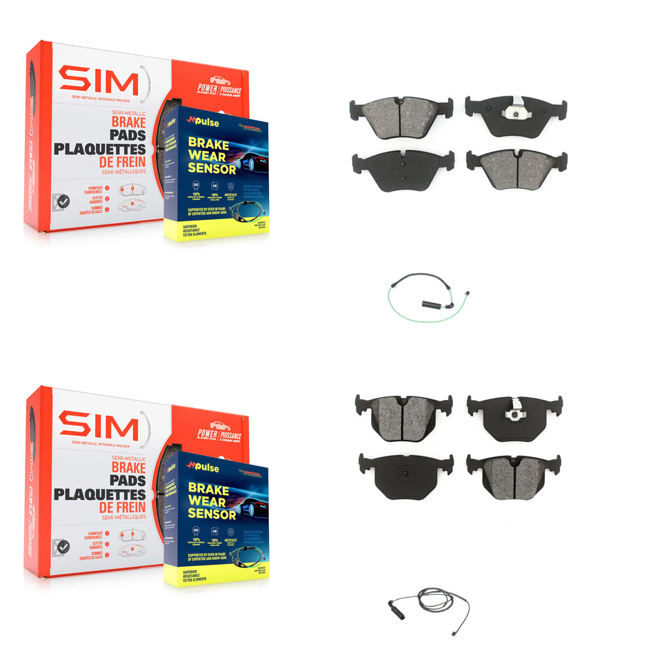 Front Rear Semi-Metallic Disc Brake Pad And Wear Sensor Kit For BMW 330Ci 330i 330xi 3.0L KSW-100099