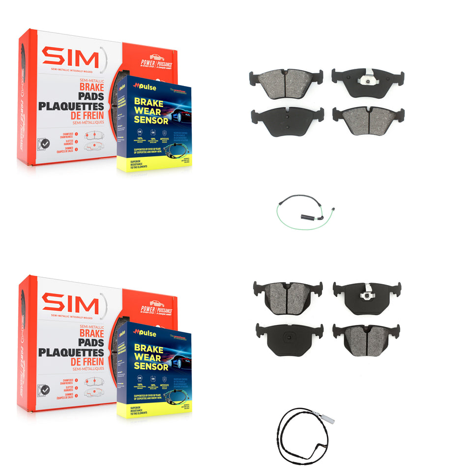 Front Rear Semi-Metallic Disc Brake Pads And Wear Sensors Kit For 2005 BMW 330xi 3.0L KSW-100101