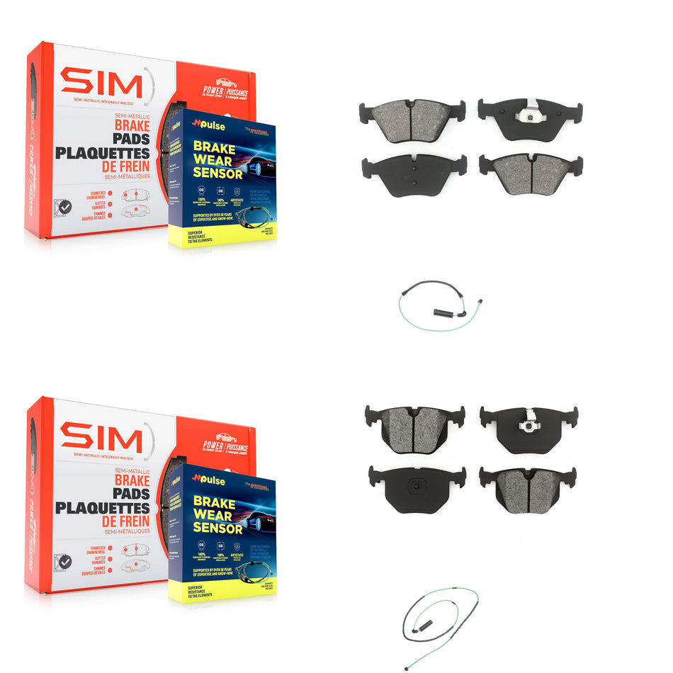 Front Rear Semi-Metallic Disc Brake Pads And Wear Sensors Kit For 2005-2006 BMW M3 3.2L KSW-100102