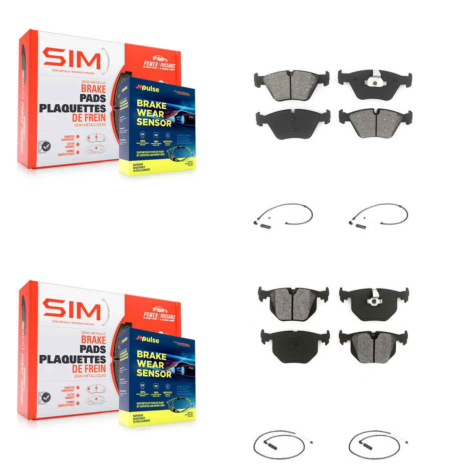 Front Rear Semi-Metallic Disc Brake Pads And Wear Sensors Kit For 2004-2010 BMW X3 KSW-100103