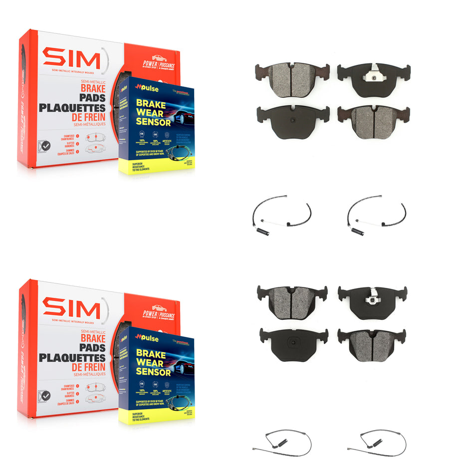 Front Rear Semi-Metallic Disc Brake Pads And Wear Sensors Kit For BMW X5 KSW-100105