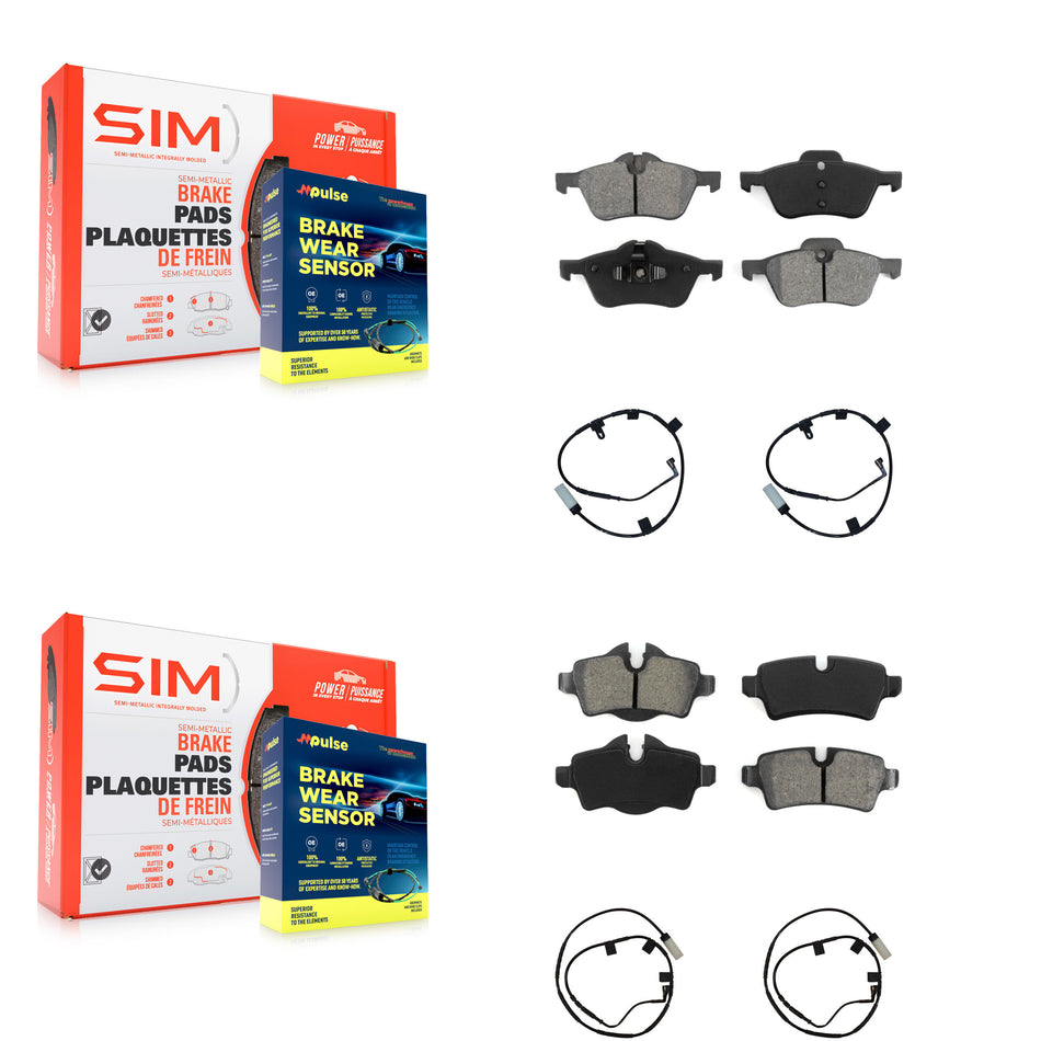 Front Rear Semi-Metallic Disc Brake Pads And Wear Sensors Kit For Mini Cooper KSW-100111
