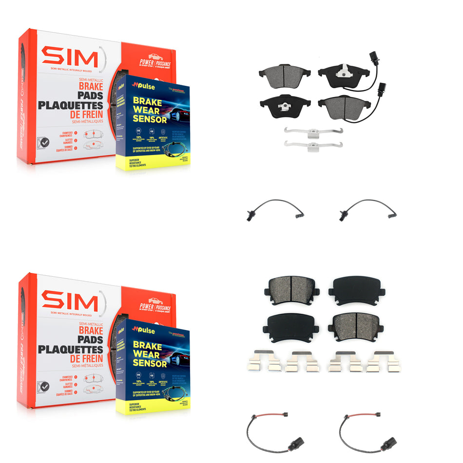 Front Rear Semi-Metallic Disc Brake Pads And Extra Wear Sensors Kit For 2011 Audi A6 KSW-100113
