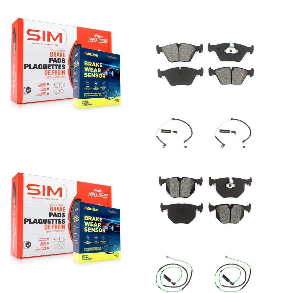 Front Rear Semi-Metallic Disc Brake Pads And Wear Sensors Kit For BMW Z4 KSW-100116