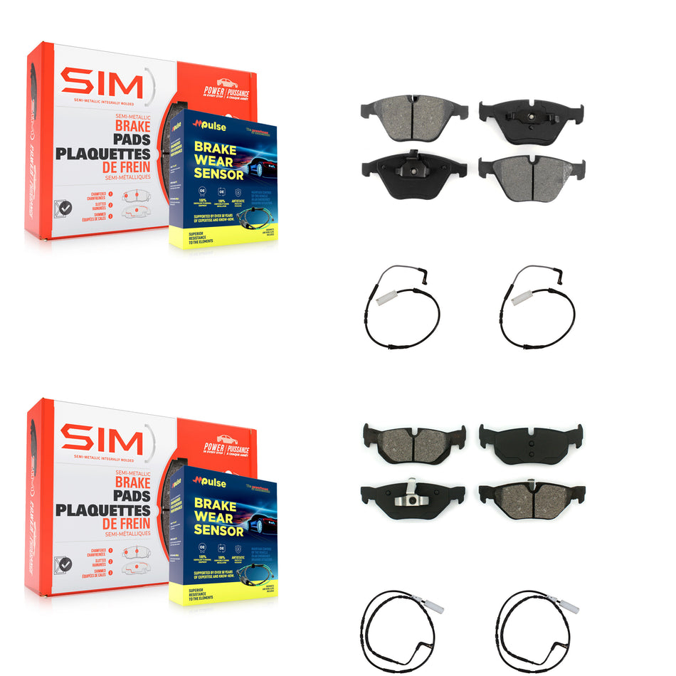Front Rear Semi-Metallic Disc Brake Pads And Wear Sensors Kit For BMW 323i 328i KSW-100127