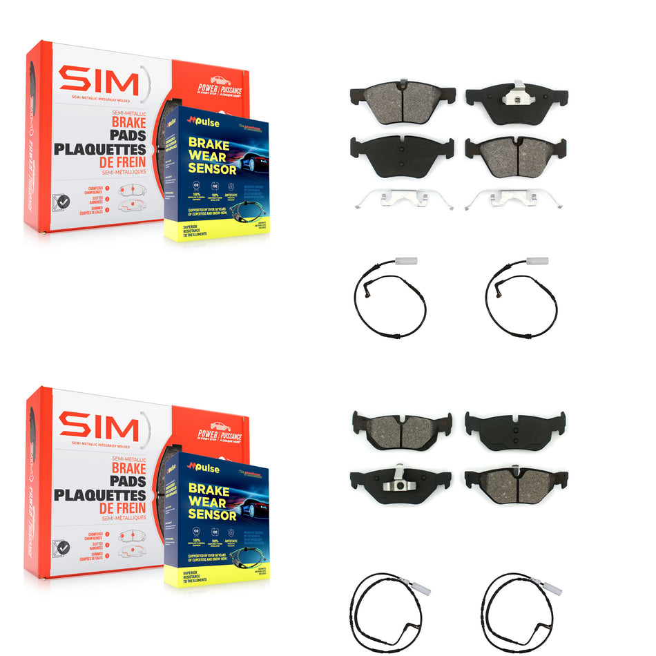 Front Rear Semi-Metallic Disc Brake Pads And Wear Sensors Kit For BMW 128i 328i 323i 325i KSW-100128
