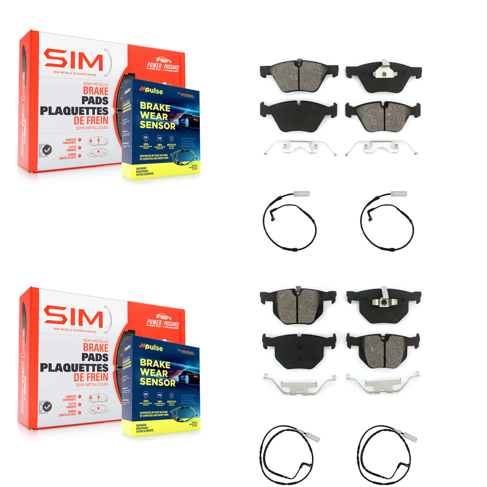 Front Rear Semi-Metallic Disc Brake Pads And Wear Sensors Kit For 2006 BMW 330i KSW-100130