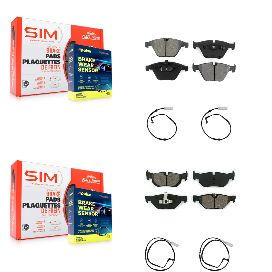 Front Rear Semi-Metallic Disc Brake Pads And Wear Sensors Kit For BMW 328i 323i KSW-100131