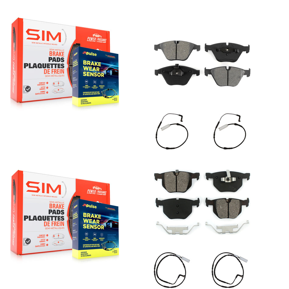Front Rear Semi-Metallic Disc Brake Pads And Wear Sensors Kit For BMW 335i 335d 3.0L KSW-100132