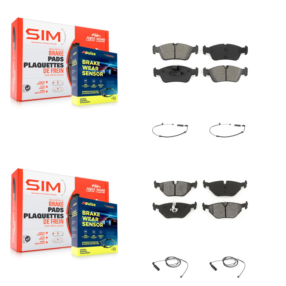Front Rear Semi-Metallic Brake Pad And Wear Sensor Kit For BMW 325i 325Ci 320i 328i 323Ci KSW-100137