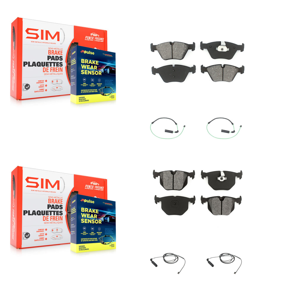Front Rear Semi-Metallic Disc Brake Pad And Wear Sensor Kit For BMW 330Ci 330i 330xi 3.0L KSW-100138