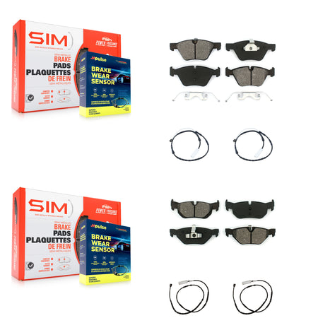 Front Rear Semi-Metallic Disc Brake Pads And Wear Sensors Kit For 2012 BMW X1 xDrive28i KSW-100142