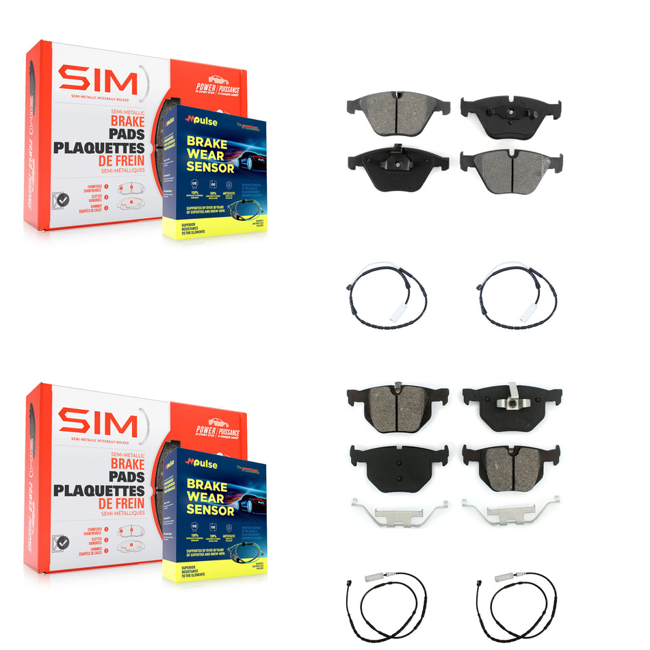 Front Rear Semi-Metallic Brake Pads Wear Sensor Kit For 13 BMW X1 xDrive35i with AWD 3.0L KSW-100143