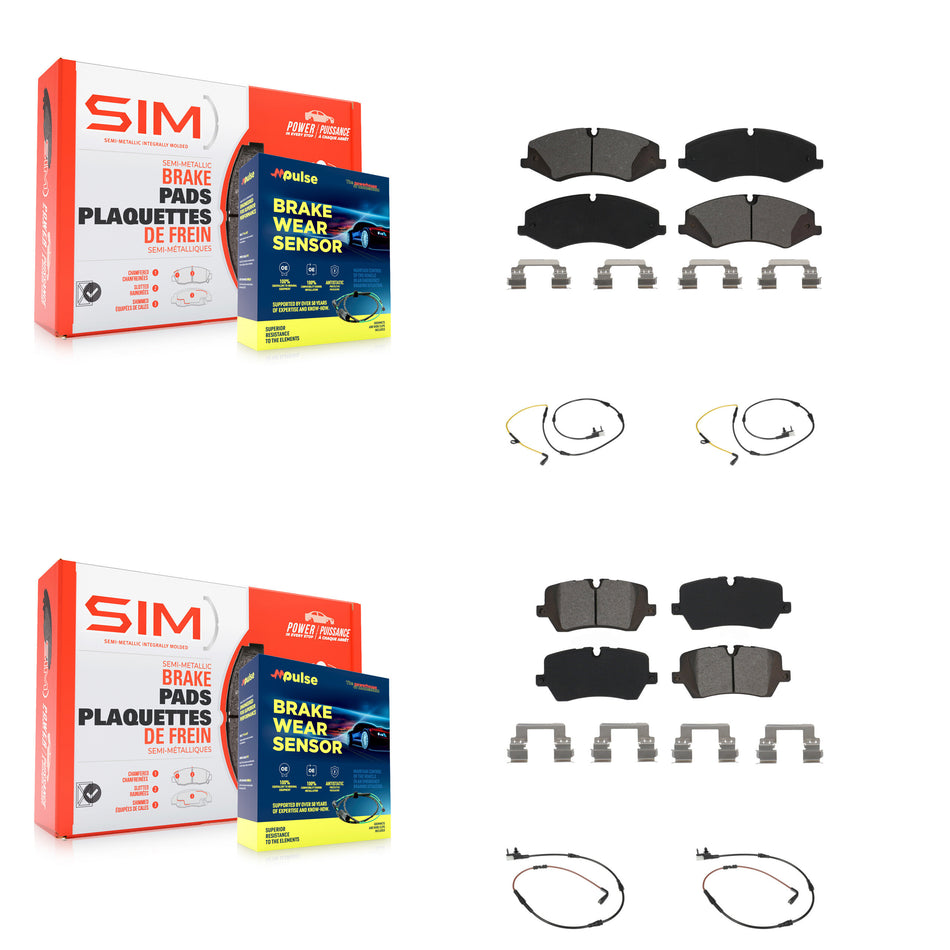 Front Rear Semi-Metallic Brake Pad & Wear Sensor Kit For Land Rover Range Sport Discovery KSW-100148