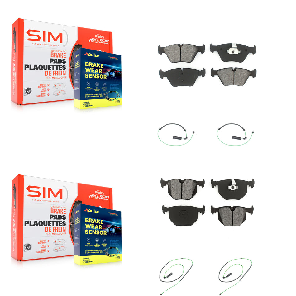 Front Rear Semi-Metallic Disc Brake Pads And Wear Sensors Kit For 2005-2006 BMW M3 3.2L KSW-100151