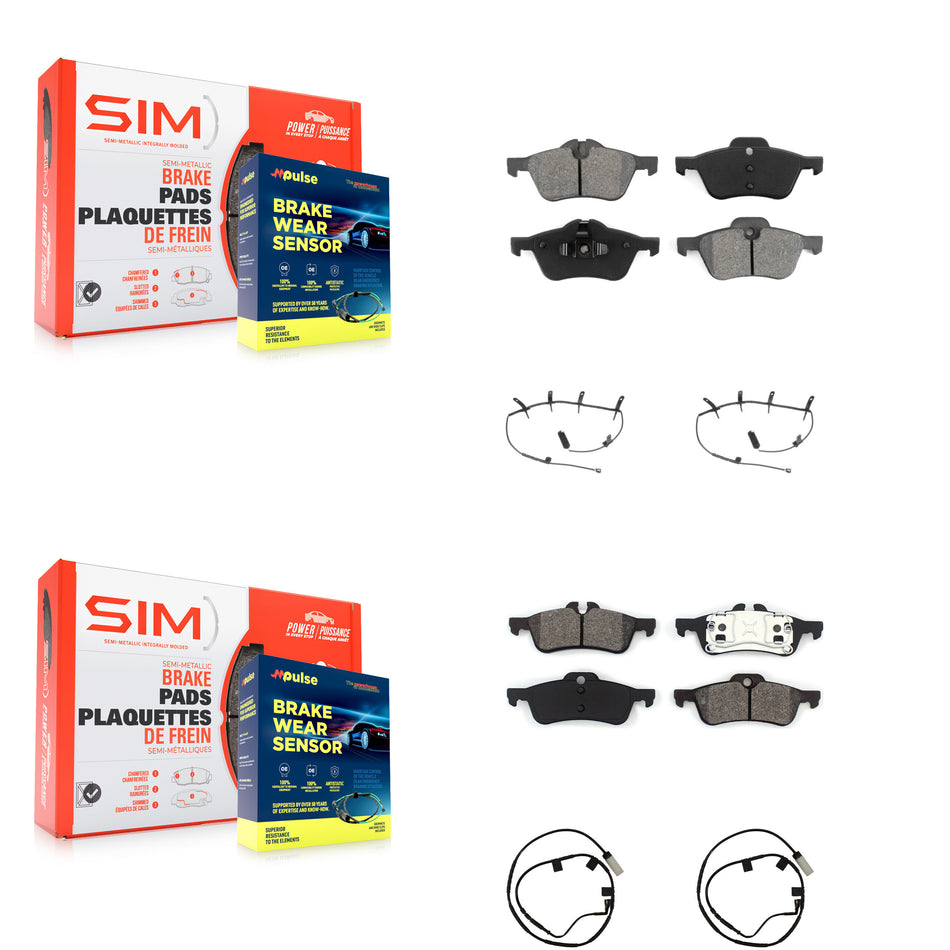 Front Rear Semi-Metallic Disc Brake Pads And Wear Sensors Kit For 2006 Mini Cooper 1.6L KSW-100153