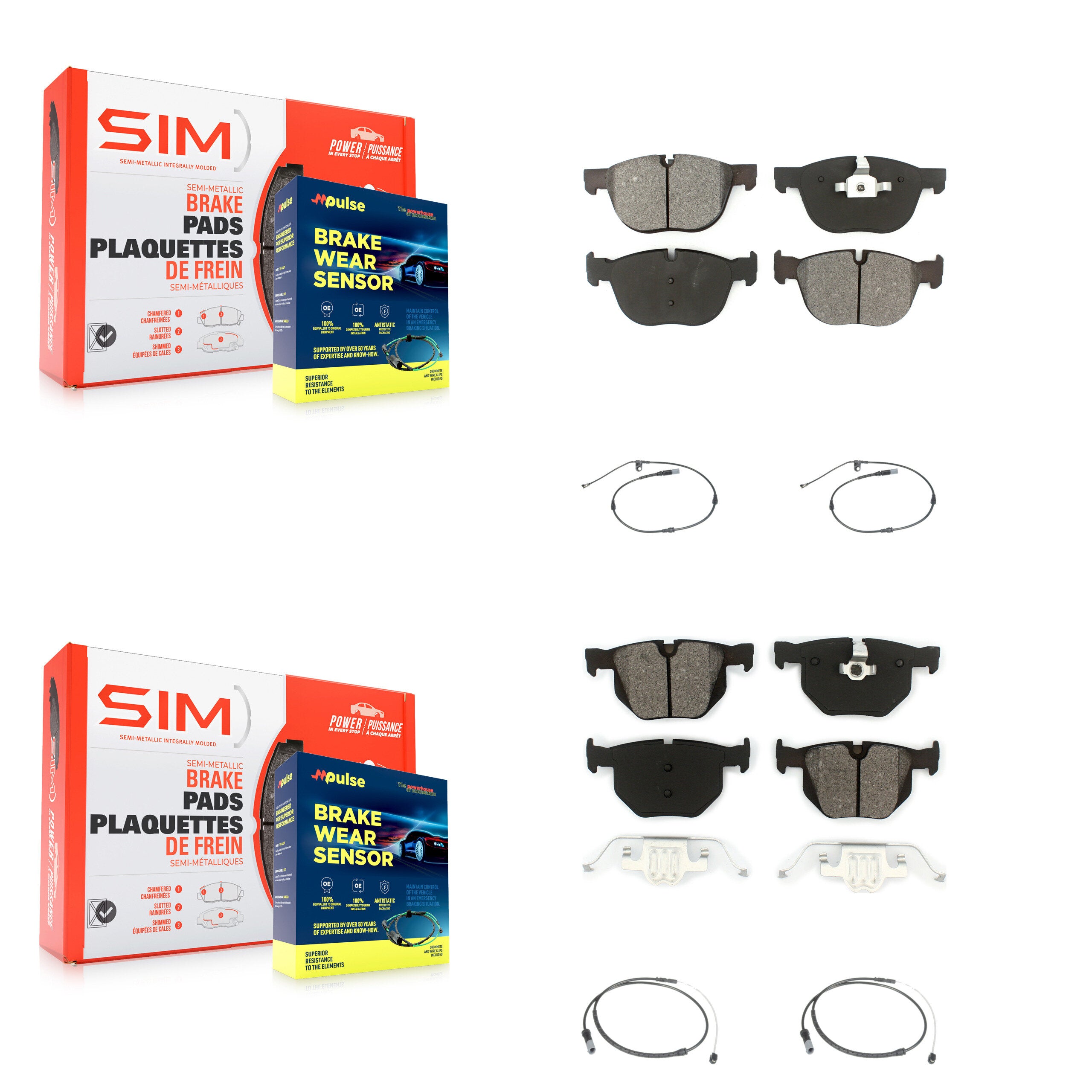Front Rear Semi-Metallic Disc Brake Pads And Wear Sensors Kit For BMW X5 X6 KSW-100158