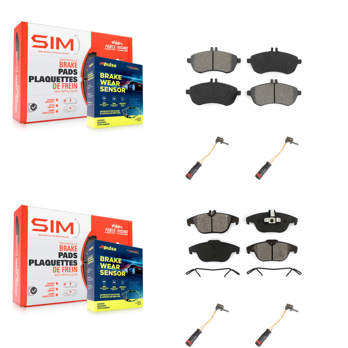Front Rear Semi-Metallic Disc Brake Pads Wear Sensor Kit For Mercedes-Benz C300 C250 C230 KSW-100160