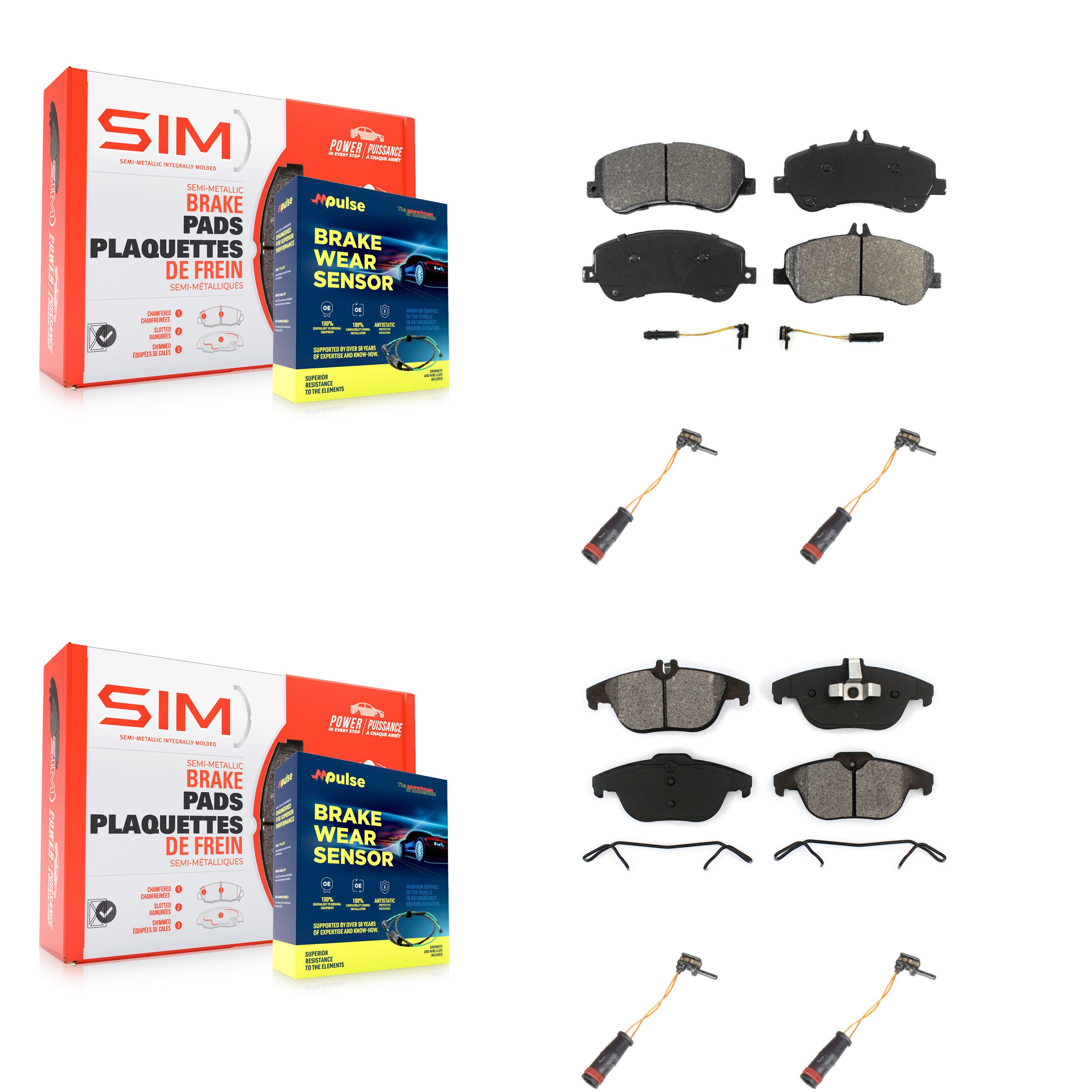 Front Rear Semi-Metallic Brake Pads Extra Wear Sensor Kit For Mercedes-Benz GLK350 GLK250 KSW-100163